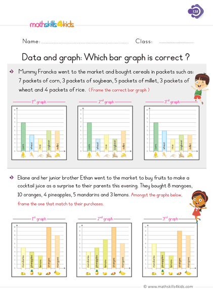 Fun and engaging first-Grade graphing & data worksheets and activities - find the correct bar graph worksheets