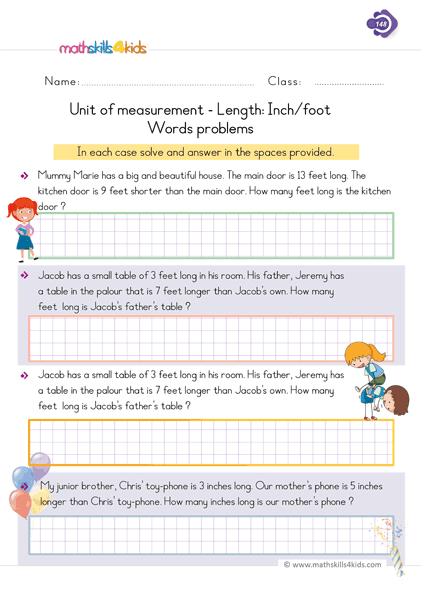 First Grade math worksheets - metric units of lenght word problems worksheets