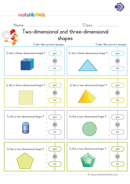 Fun and engaging 3D Shapes worksheets for Grade 1 students - identifying 2d and 3d shapes worksheets