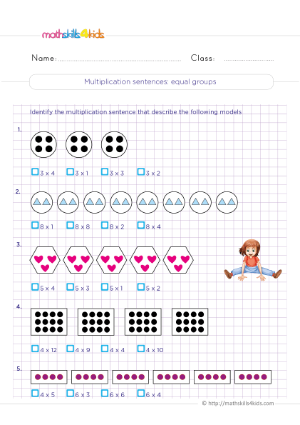 How to teach multiplication to Grade 3 Students: A step-by-step guide - Write multiplication sentence from equal groups