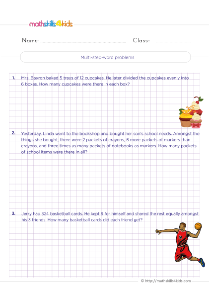 Free printable mixed operations worksheets for Grade 4 - How do you solve multi-step word problems?</