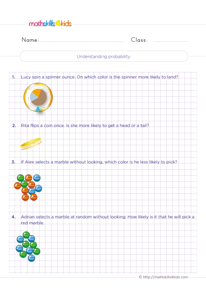 Statistics and probability in 4th Grade: Free worksheets & answers - Understanding probability