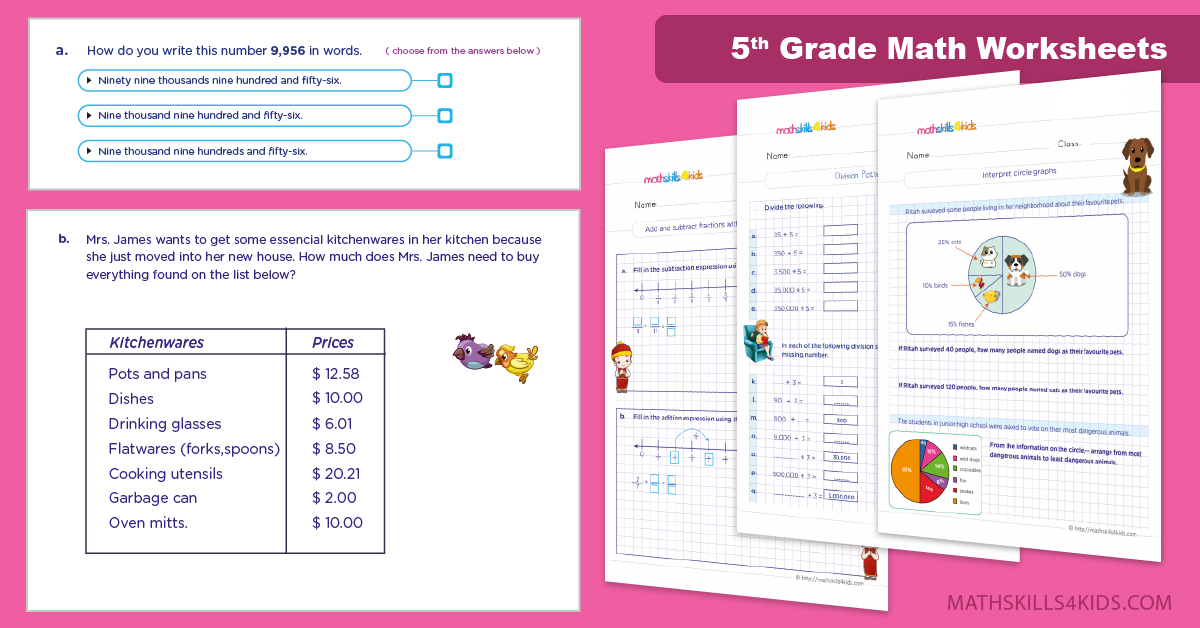 5th grade math worksheets pdf