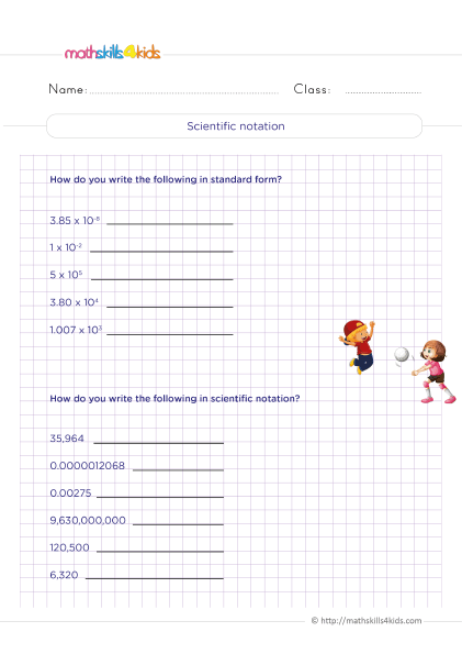 Fifth-Grade Math Worksheets with Answers Pdf - Standard and scientific notation - How do you write a number in scientific notation?