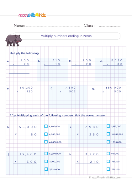 Fifth-Grade Math Worksheets with Answers Pdf - How do you multiply a number ending in 0?
