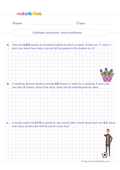 Fifth-Grade Math Worksheets with Answers Pdf - Estimating quotients word problems - How to estimate quotient?
