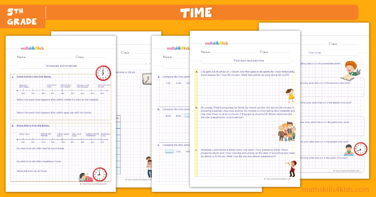5th Grade Math Skills: Free Games and Worksheets - telling time worksheets for grade 5