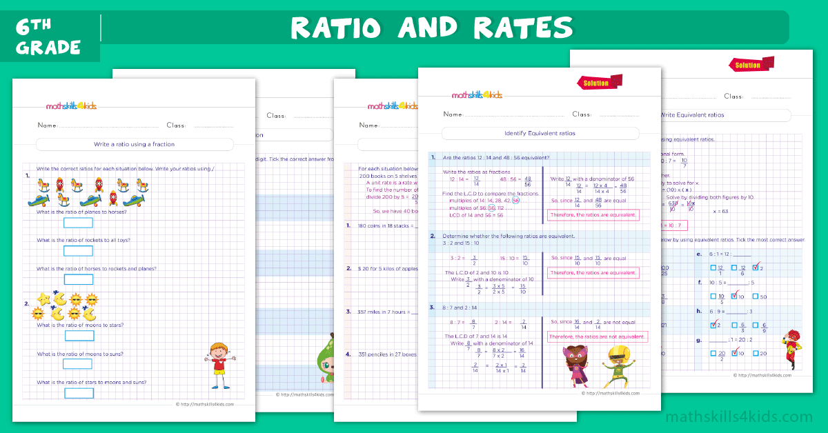 grade 6 math worksheets - ratio and rates
