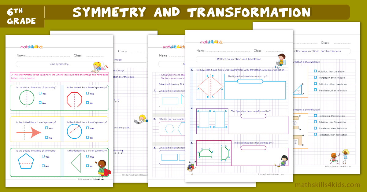 6th grade symmetry and transformation worksheets