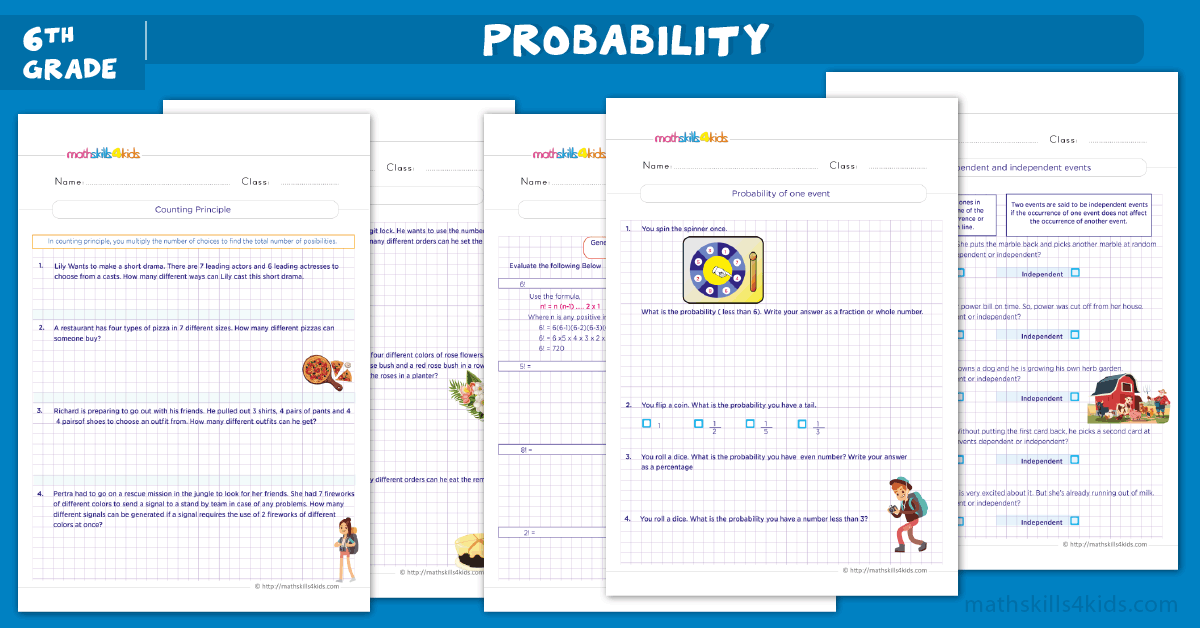Probability Worksheets for Grade 6 with Answers