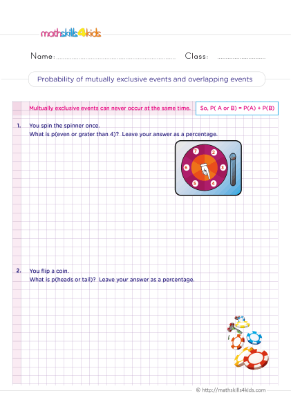Grade 6 Probability Worksheets with Answers: Download Now - Compound probability: mutually exclusive vs overlapping answers