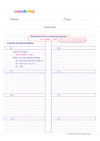 Grade 6 Probability Worksheets with Answers: Download Now - Simplifying factorial expressions