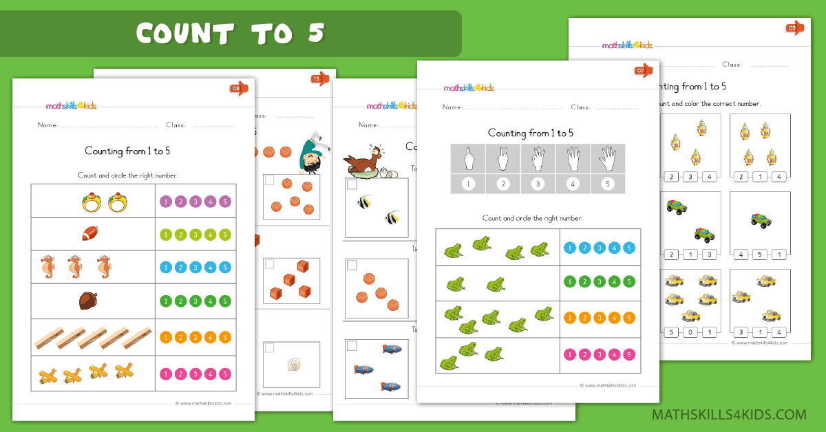 Kindergarten math worksheets - Learn to count up to 5 worksheets