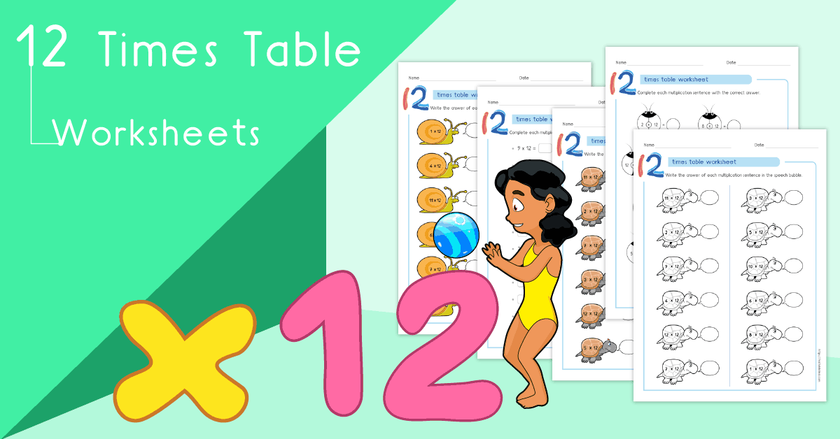 12 times table worksheets PDF - Multiplying by 12 activities