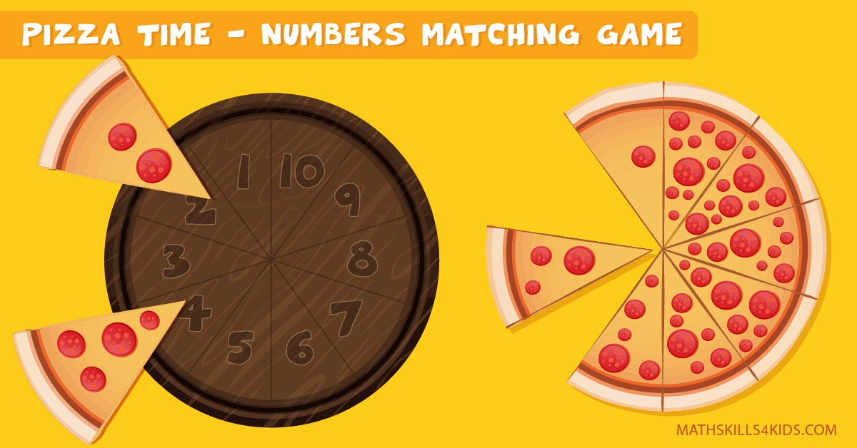 1-10 Pizza number matching game - Pizza counting math: number up to 10