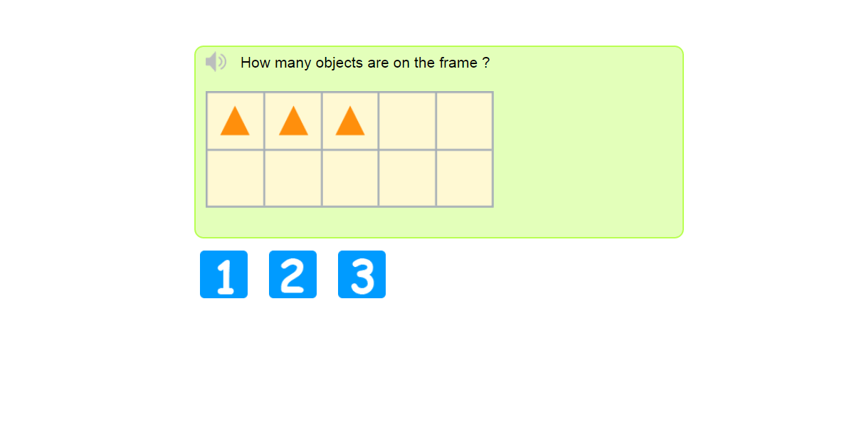 Count to 3 using ten frame - How to represent numbers up to 3 in ten frame