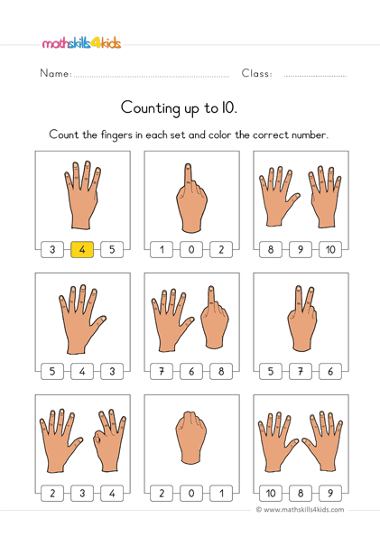 count up to 10 worksheets