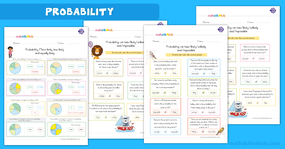 First Grade math worksheets - probability worksheets