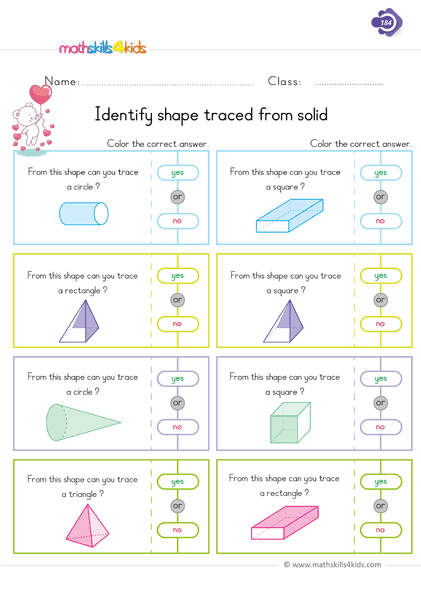 First Grade Math three-dimentional shapes worksheets