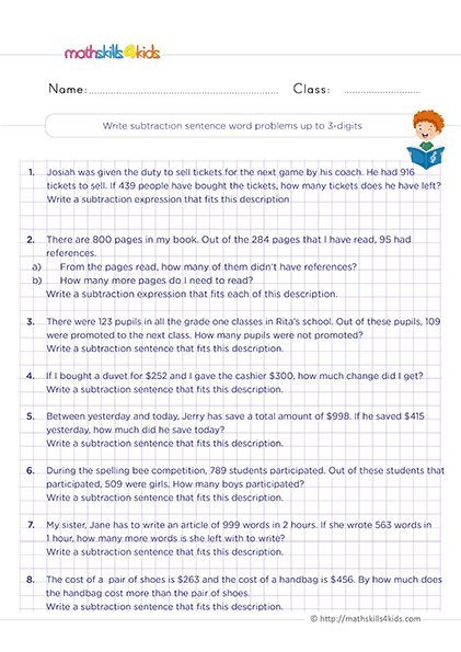 Mastering 3-digit subtraction with printable worksheets for 2nd Grade math - Adding 3-digit numbers without regrouping using models