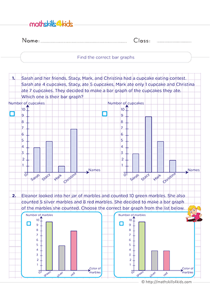 Interpreting data and finding the correct graph worksheets