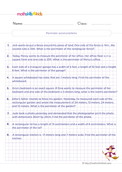 Geometric measurement activities for Grade 2: Perimeter and Area - Perimeter word problems