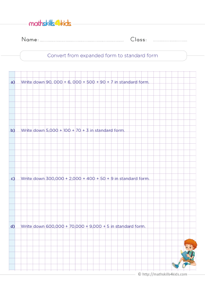 Place Value Worksheets 3rd Grade Pdf with answers - How to convert expanded form to standard form?