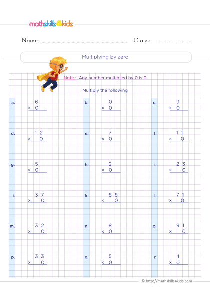 How to teach multiplication facts to 3rd Graders: worksheets & strategies - How to multiply by zero