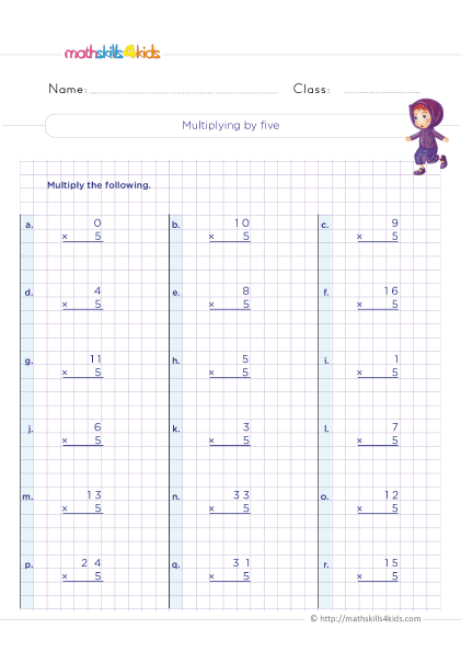 Multiplication Facts Practice 3rd grade - How do you multiply by 5