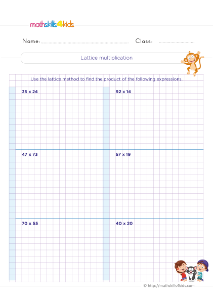 Multiplication Word Problems 3rd Grade - Understanding lattice multiplication method