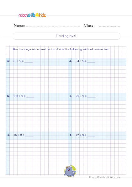 Learn the facts and tricks of divisibility rules: 3rd Grade worksheets - Dividing by three