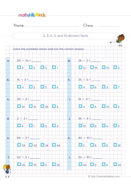 3rd Grade Conceptual Understanding Division with answers - How do you divide by 2 3 4 5 and 10