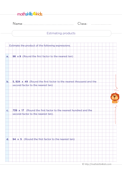 Rounding Numbers Worksheets with Answers 3rd Grade - Estimating products