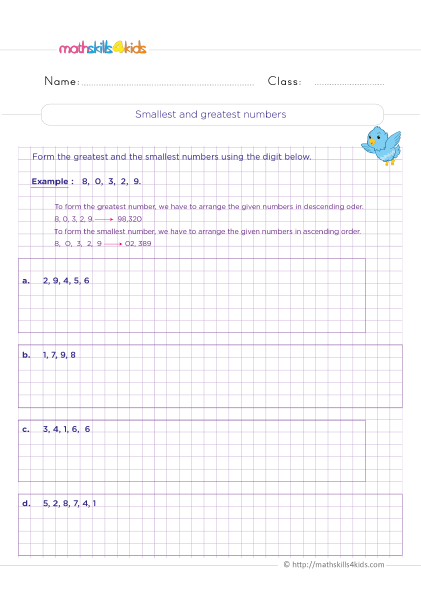 Math logical questions for grade 3 - Finding the one that is the smallest or the greatest number