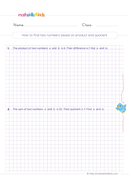 Math logical questions for grade 3 - based-on-product-and-quotient