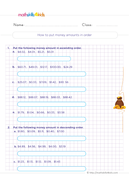 Practical Money Skills Pdf - How to put money amounts in order