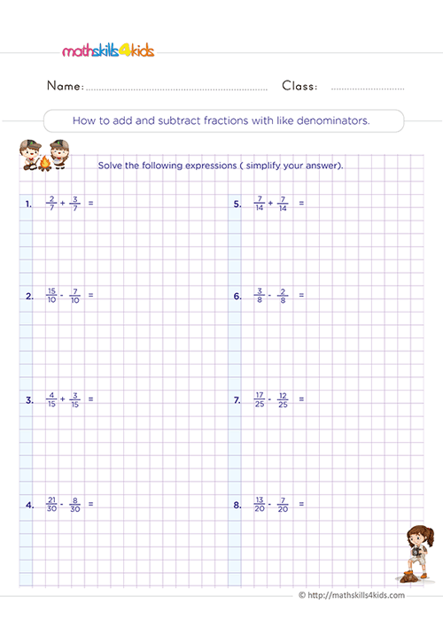 Use Models to Compare Fractions Practice - How to add and subtract fractions with like denominators