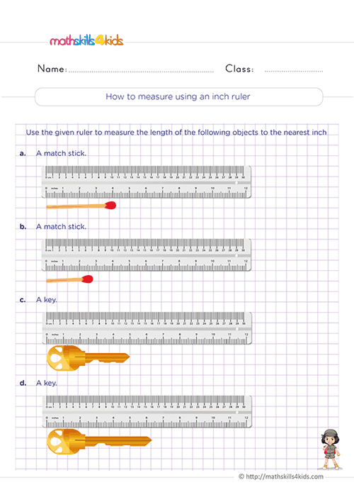 Units of measurement Worksheet Grade 3 Pdf with answers - Measuring with a ruler