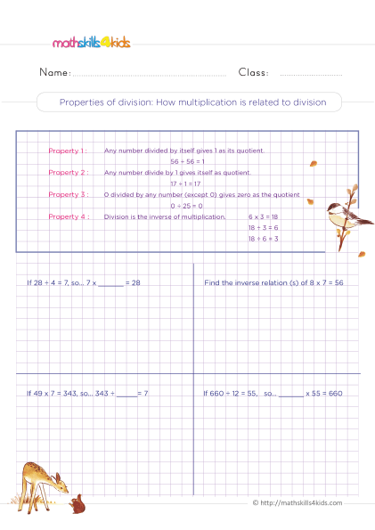 Division Practice - multiplication and division are inverse operations