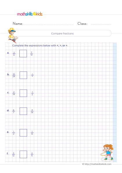 Comparing and ordering fractions worksheets for 4th graders - How do you solve comparing fractions?