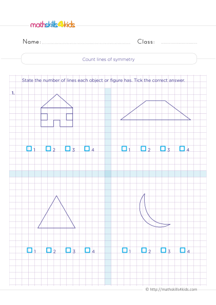 From lines to reflections: Exploring symmetry in 4th Grade worksheets - Counting lines of symmetry