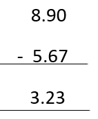 example of subtraction in columns