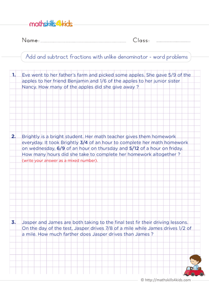 6th Grade adding and subtracting fractions: Free printable worksheets - adding and subtracting fractions with same denominator