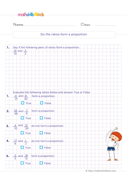 6th Grade ratios and rates worksheets pdf with answers - Ratio and proportions practice