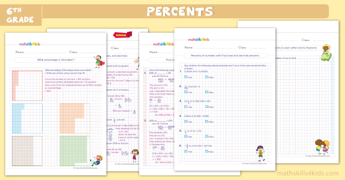 grade 6 percentages worksheets