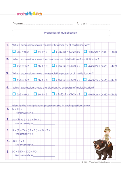 Grade 6 math worksheets: Improve kids’ math skills with fun exercises - properties of multiplication activities