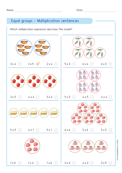 Identifying Multiplication Expression For Equal Groups