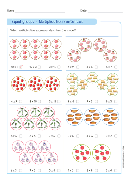 Understanding of multiplication - Identifying Multiplication Expression For Equal Groups