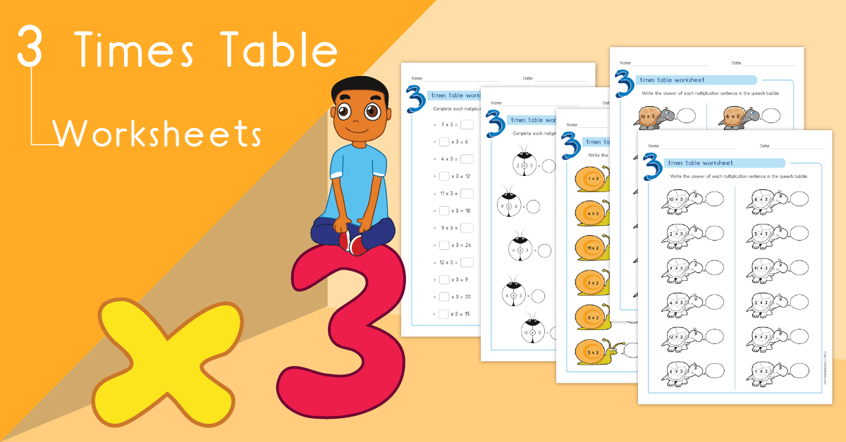 Multiplication printable - 3 times table worksheets