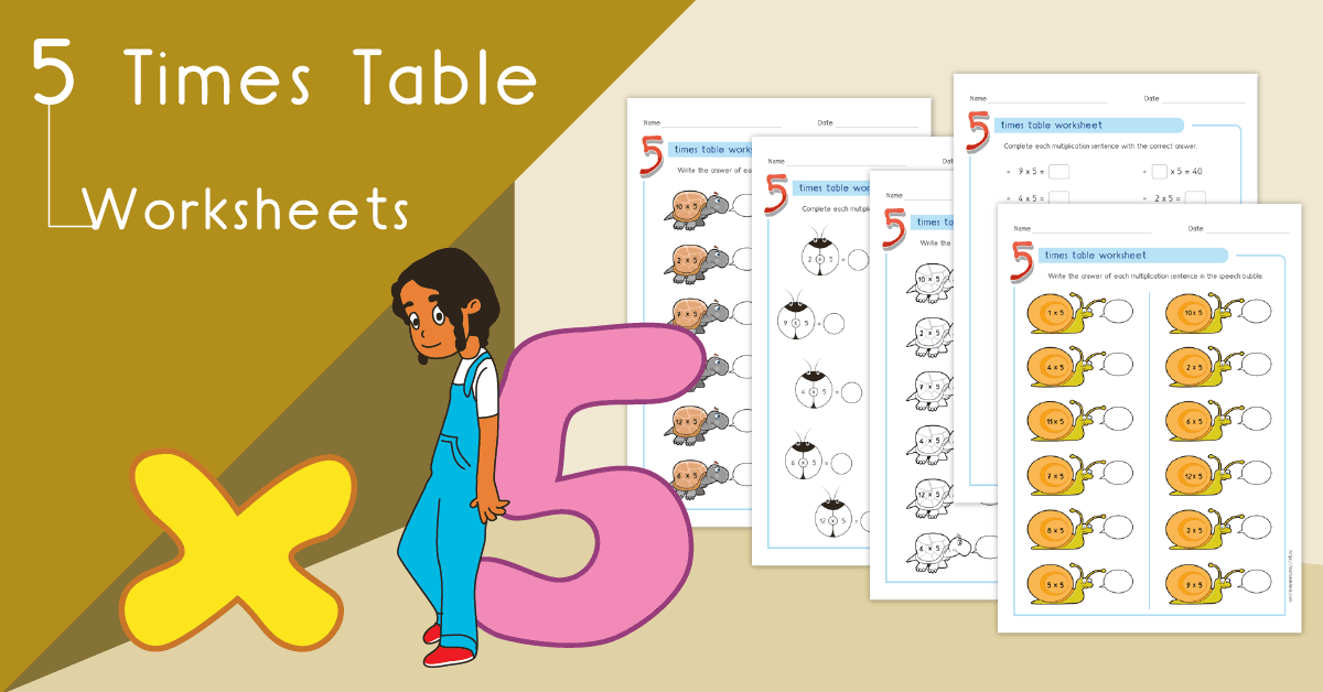 Multiplication printable - 5 times table worksheets